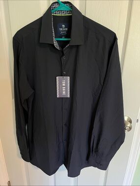 Tom Blaine Men's Navy Long-Sleeve Slim Fit Dress Shirt
